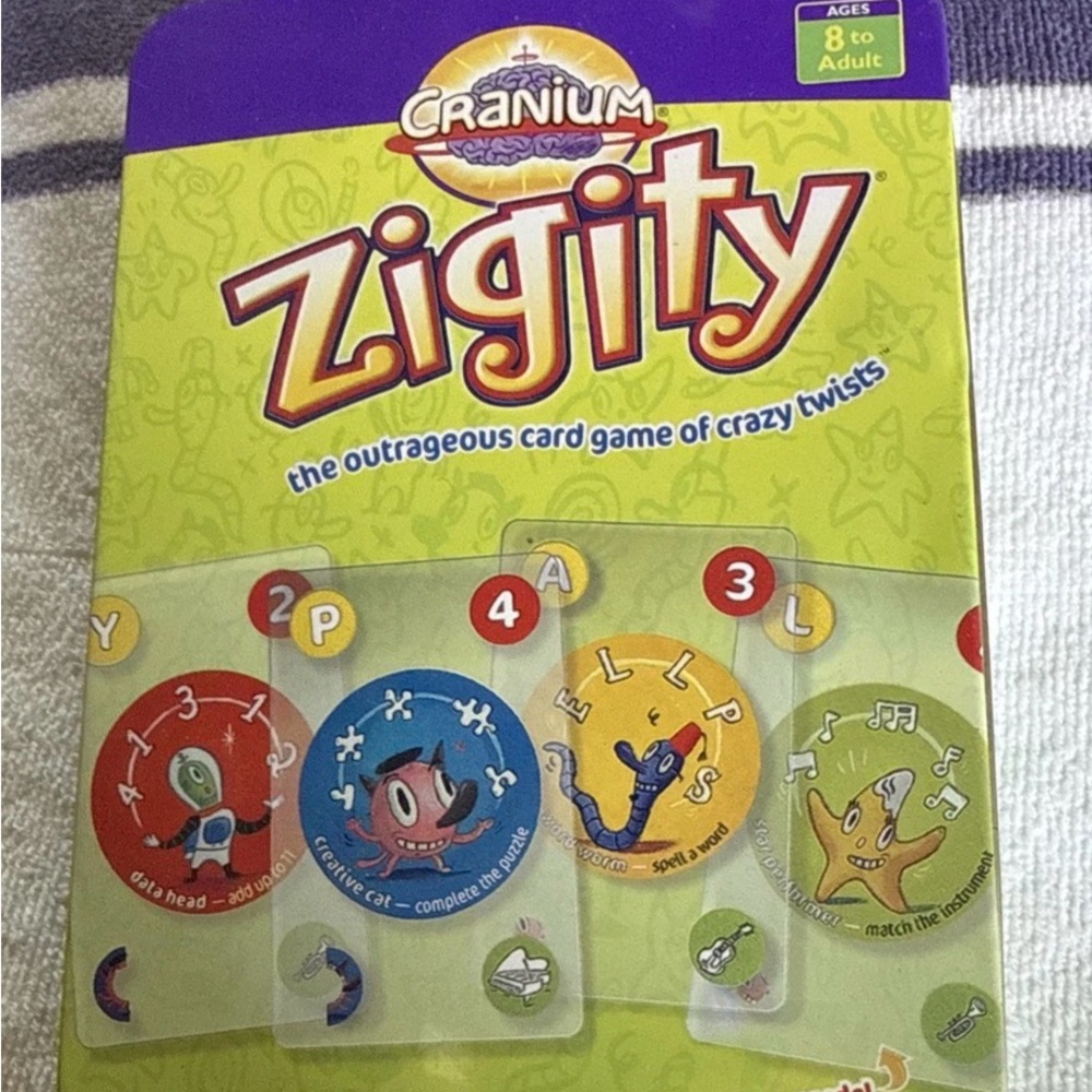 Cranium Zigity Card Game - Yellow & Purple Box